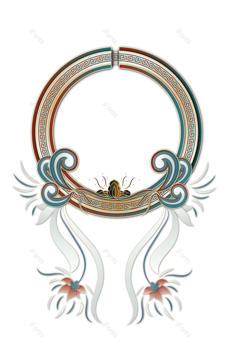 边框图片,复古元素,微立体PNG,圆形边框免抠素材